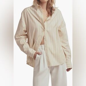 FAVORITE DAUGHTER REVOLVE The Ex-Boyfriend Button Up Shirt in Cream and White XL